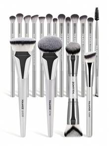 MAANGE 4/6/17/18pcs High-End Ultra-Soft Multifunctional Handheld Makeup Tools Kit Foundation Brush Powder Brush Blush Brush Concealer Brush Contour Brush Nose Contour Brush Eyeshadow Brush Detail Brush Face Brush Highlighter Brush Natural Synthetic Hair Dual Use Professional Cosmetic Brush For Daily Makeup On Face For Blending Liquid, Cream Or Flawless Powder Cosmetics Gift For Women & Girl - Silver - View 14