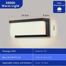 LED Garden Outdoor Wall Light Fixture, Decorative Indoor Waterproof Home Lighting Lamp, Suitable For 85V-265V, Applicable For Indoor/Stairs/Room/Entrance/Living Room/Bathroom/Kitchen/Bedroom/Corridor/Porch/Single Residence, Garden, Porch, Balcony, Stairs, Parking Lot And Passageway Lighting, Front Door, Patio. Choose Color Temperature As Needed. - Đèn tường hiên ngoài trời - Xem 15