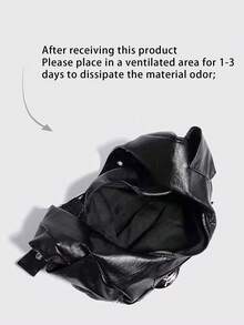 New Fashion Versatile Daily Solid Color Pleated Rivet Retro Punk Style Single Shoulder Bag Handbag Large Capacity Casual Niche Single Shoulder Bag - Black - View 10