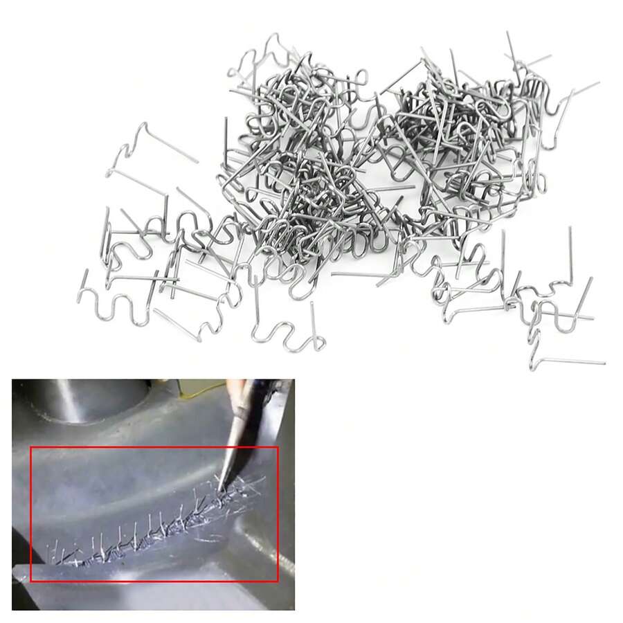 100pcs 0.8mm Auto Bumper Repair Pre Cut Welding Staples Repair Tool Kit "Wave" Style - Silver - View 1