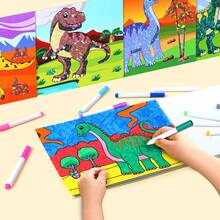Dinosaur Stickers & Coloring Book, Suitable For Ages 3-6 Single Book Dimensions: 25.4 X 17.8 Cm DIY Dinosaur Puzzle Sticker Book Dinosaur Number Stickers ,Early Learning Toy Sticker ,Book Educational Coloring Book, Enhances Drawing Interest Drawing Gift, Back-To-School Season, Christmas Gift, Kids' Party Reward ,Children's Gift - Multicolor - View 7
