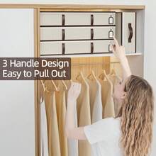 2 paquetes de contenedores de almacenamiento debajo de la cama de 54L, contenedores de almacenamiento plegables debajo de la cama, organizador de ropa con ventana transparente y 3 asas de PU, bolsas de organización con cremallera para mantas, edredones, suéteres - Beis - Ver 6