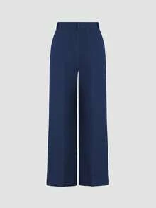 Draping Minimalist Design Suit Pants, European & American New Style, Straight Leg Casual Trousers, All Season - Navy Blue - View 2