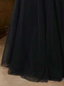 Đầm dự tiệc Maxi dài thanh lịch, cổ cong họa tiết hoa cỡ lớn dành cho nữ, váy dài cho mẹ cô dâu, thích hợp cho tiệc tùng, đám cưới, những dịp trang trọng, xuân/hè/thu/đông - màu đen - Xem 8