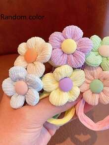 6 peças de novos elásticos de cabelo com flores coloridas de verão, altamente elásticos e suaves para os cabelos, perfeitos para meninas estilizarem rabos de cavalo altos, acessórios de cabelo de princesa fofos e doces, prendedores de rabo de cavalo, elásticos de cabelo, elásticos de cabelo, scrunchies, elástico de cabelo, acessórios de beleza para mulheres, presentes - Multicolorido - Ver 3