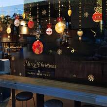 1 Stück Weihnachtsfenster Dekorationen, Fenster Zubehör, geeignet zum Dekorieren von Schaufenstern, Glastüren mit statischen Aufklebern und Fensteraufklebern mit farbigen Weihnachtskugel Anhängern.