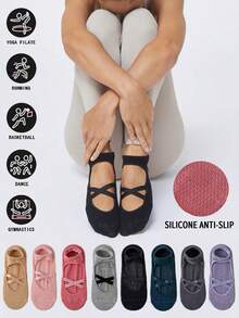 1/2/3/4/5/6 Pairs Women's Pilates Yoga Socks, Professional Non-Slip Suitable For Dance, Yoga, Workout, Fitness, Floor Exercise, Fall - Multicolor - View 2