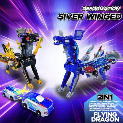 2-In-1 Transforming Dinosaur Car Toy, Automatic Dinosaur Transformation Car Toy, Colliding Transformation Toy, Suitable For Children Christmas, Halloween, Thanksgiving Gifts, Novelty Combination Transforming Toy, Battery-Free