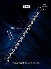 1pc Middle Eastern Style Bridal Wedding Party Zirconia Headband, Welded Craftsmanship Fashion Element Design Glamorous Hair Accessory, Holiday Birthday Gift - Silver - View 4