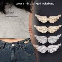 1双高品质翅膀带钻腰紧扣裤针领扣女士胸针耐用时尚可拆卸裤夹牛仔裤、裙子、女裤包配饰女学生 - 金色 - 查看 8