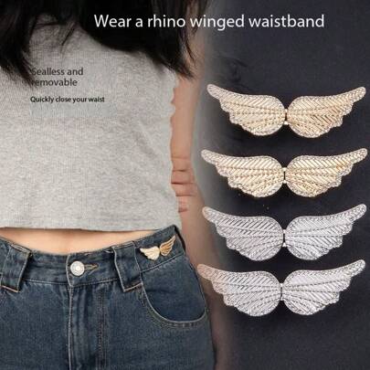 1Pair High Quality Wings With Diamond Waist Tight Buckle Pants Pin Collar Button Women's Brooch Durable Fashion Detachable Pants Clip Jeans, Skirts, Women's Pants Bag Accessories Female Students