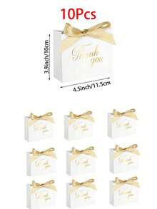 10 Stück, Größe 4,5 x 1,8 x 3,9 Zoll, Mini Dankeschön Geschenktüten mit Schleifen, rosa gemusterte Papiertüten, geeignet für Süßigkeiten und andere kleine Gegenstände, Goldfoliendruck, können für Geburtstag, Muttertag, Geschenke, Brautparty, Abschlussfeier, Halloween-Dekoration und andere Anlässe verwendet werden. - Weiss - Übersicht 11