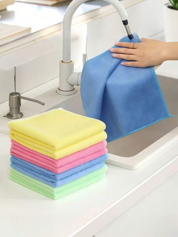 10 Peças de Panos de Prato Removedores de Óleo - Toalhas de Cozinha de Fibra de Madeira Pura | Sem Resíduos, Não Soltura e Absorvente | Almofadas de Limpeza de Gordura Reutilizáveis para Louças (Cor Aleatória)