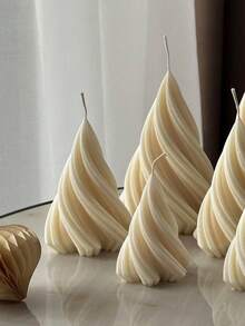 3D Christmas Tree Silicone Candle Molds, Spiral Cone Shape Silicone Candle Molds, DIY Geometric Candle Molds, Soap Epoxy Resin Wax Mold, Christmas Tree Shape Molds, For Candle Resin Soap Craft Making, Christmas Gift, Winter Party Home Decor