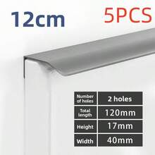 5/10 件免钻铝合金隐藏式橱柜把手 - 光滑拱形设计，哑光饰面，适用于衣柜和抽屉拉手