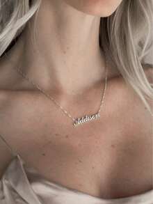 1Pc Custom Name Necklace By Caitlyn Minimalist Sparkle Twist Chain Name Necklace Stainless Steel Jewelry Necklace Personalized Gifts For Bridesmaid Proposal,New Year Glamour