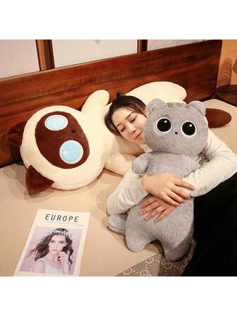 1 件可爱黑色长方形毛绒猫抱枕、睡眠伴侣娃娃、生日礼物、小猫小雕像装饰