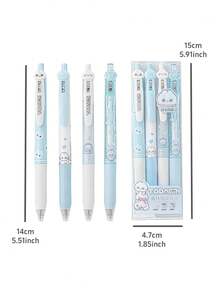 4pcs Cute Rabbit Shaped Neutral Pens Set, 0.5mm Tip, Black Ink, Suitable For Daily Writing, Office, Students Back To School Gift - Black - View 3