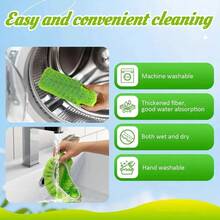 12-Piece Green Dust Removal Mop Cloth- Dry And Wet Dual Use,Can Be Washed And Replaced, Suitable For Living Room And Kitchen Cleaning - Green - View 9