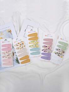 6件儿童发夹，印花婴幼儿女孩发夹，防滑包裹式发夹，花朵发夹，女孩发饰