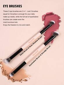 MAANGE 1/4/6/12支装柔软天然合成纤维化妆刷套装，包含面部刷、散粉刷、腮红刷、遮瑕刷、修容刷、鼻影刷、高光刷、粉底刷、细节刷，二合一便携多功能化妆刷，适合居家或旅行，化妆配件，精美礼品 - 粉色 - 查看 11