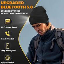 1pc Solid Color Party Acrylic Unisex Beanie Hat, Winter Wireless Bluetooth Music Hat With USB Charging For Headphones, Compatible With Smartphones Winter Warm - A - View 3