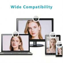 1个USB可充电自拍环形LED灯，Aro De Luz品牌，具备3种亮度模式，是一款旅行配件，配有USB充电线，适用于夜间自拍补光，增强手机摄影效果，便携式补光灯，适用于直播、自拍、摄影等场景，也可用于手机补光。 - 彩色 - 查看 7