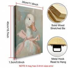 1 件套带框/无框乡村艺术可爱粉色蝴蝶结鸭子复古海报美学学院风复古绘画帆布印刷简约农舍装饰墙画适用于宿舍、公寓、客厅、卧室、餐厅、现代家居装饰 - 杏色 - 查看 12