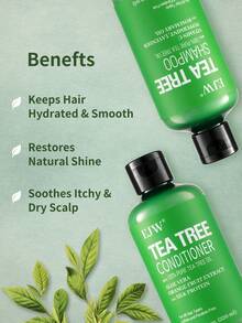 Set de 2 piezas de cuidado del cabello, Set de champú y acondicionador de árbol de té - Aceite de árbol de té y aceite de menta - Limpieza profunda, refresca el cabelludo, para todo tipo de cabello, especialmente cabello graso