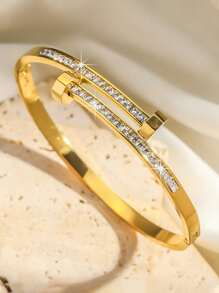 18K镀金不锈钢幸运花手链，情人节送给她的贴心礼物 - 款式6 - 查看 8