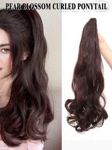 18英寸卷曲波浪马尾假发片，单片式，夹式，适合女性，可打造长马尾辫 - 黑色 - 查看 12