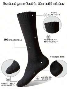 3 Pairs Men's Extra Long & Thick Wool Blend Leg Warmers, Soft Merino Wool Blend Over-The-Knee Leg Warmers, Suitable For Winter, Skiing And Business Wear, Comfortable And Warm - Multicolor - View 5