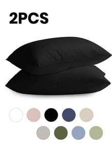 2 件枕套，多种尺寸枕套，信封封口，柔软枕套，抗皱、防褪色、防污，适用于卧室、沙发、客厅、家居装饰，不含枕芯，秋季装饰，房间装饰，返校，学校用品，白色、粉色、黑色、海军蓝、米色、灰色、绿色、蓝色、绿色 - 彩色 - 查看 1