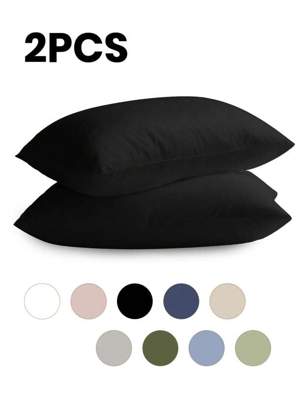 2 fundas de almohada, fundas de almohada de varios tamaños, cierre de sobre, funda de almohada suave, resistente a las arrugas, el desvanecimiento y las manchas, adecuada para dormitorio, sofá, sala de estar, decoración del hogar, no se incluye el inserto de la almohada, decoración de otoño, decoración de la habitación, vuelta al colegio, útiles escolares, blanco, rosa, negro, azul marino, beige, gris, verde, azul, verde