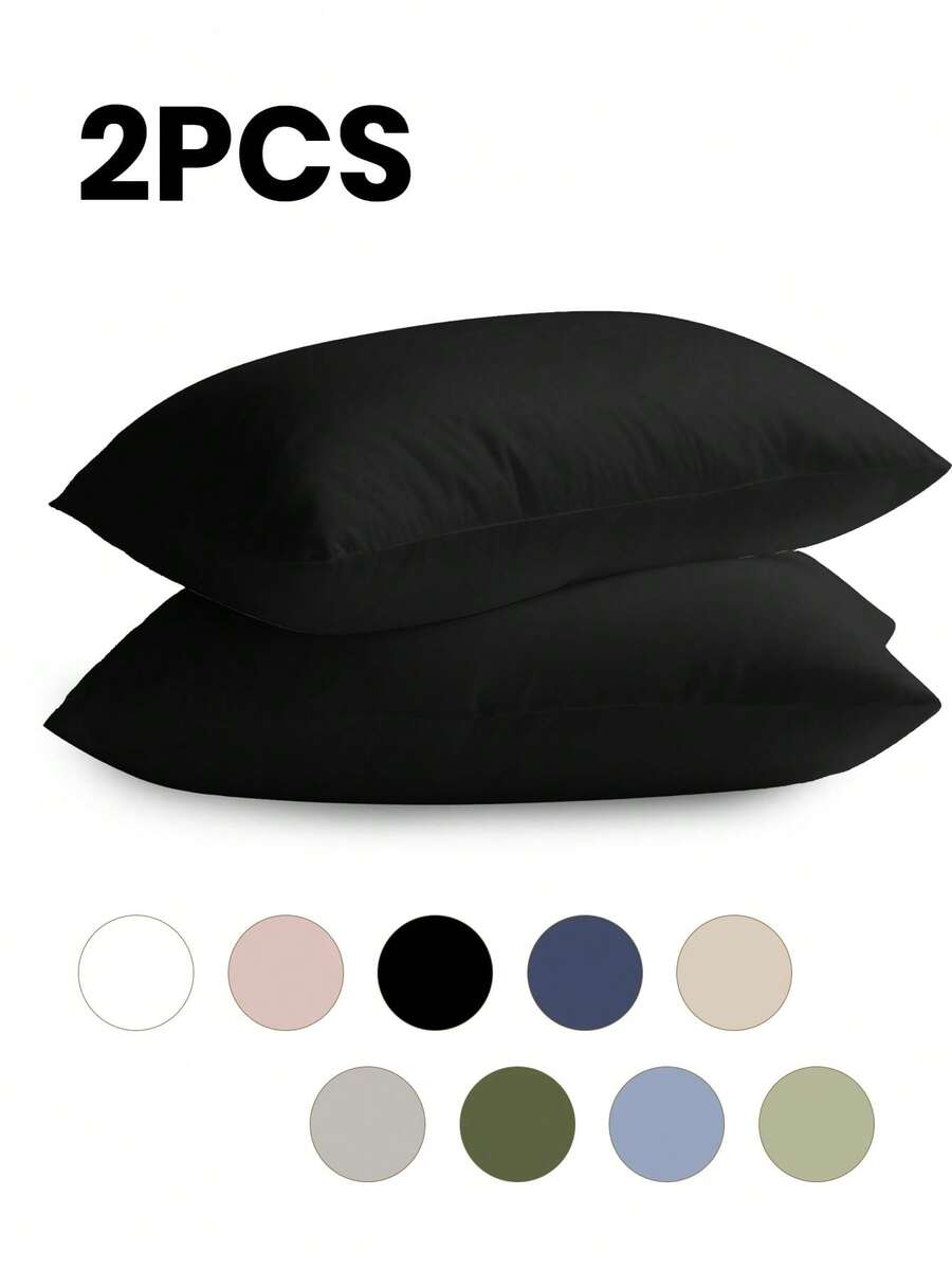 2 件枕套，多种尺寸枕套，信封封口，柔软枕套，抗皱、防褪色、防污，适用于卧室、沙发、客厅、家居装饰，不含枕芯，秋季装饰，房间装饰，返校，学校用品，白色、粉色、黑色、海军蓝、米色、灰色、绿色、蓝色、绿色 - 彩色 - 查看 1