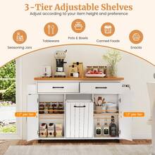 Lifezeal Rolling Kitchen Island Kitchen Cart With Tilt-Out Trash Cabinet Island Table - 白色 - 查看 8