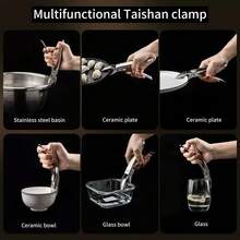 Clemă anti-opărire din oțel inoxidabil, clemă pentru bol de bucătărie, clemă pentru legume gătite la abur, ustensilă de bucătărie rezistentă la căldură pentru manipularea farfuriilor, clemă antiderapantă pentru cuptor la temperatură înaltă, clemă pentru bol de aragaz cu inducție, clemă pentru oală de gătit din bucătărie, ușoară și ușor de utilizat