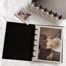 Youcheng Youpin 1 peça de álbum de fotos fofo 4x6, fichário de fotos de cartão postal Kpop de 6 pol., livreto de adesivos faça você mesmo em cores sólidas, preto/branco/transparente, álbum de fotos de grade única em atmosfera simples e de cor sólida, folhas soltas de PP, sem ácido e sem PVC, para armazenar cartões de fotos, armazenamento e exibição de fotos de família