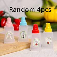 8 pièces Mini bouteilles de ketchup de tomate mignonnes et colorées, boîtes de vinaigrette de tomate vides, distributeur de ketchup et de moutarde pour adultes, petit contenant de sauce portable, pour boîte à bento de bureau