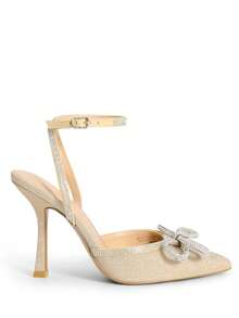 Women's Rhinestone Ankle Strap High Heels Destiny Closed Toe Strappy Heels Sexy  Pumps Wedding Bridal Party Prom Dress Shoes - 金色 - 查看 8