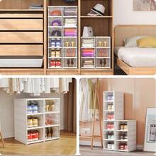 Shoe Box Shoe Storage Organizer Foldable Sneaker Boxes Collapsible Footwear Case - White - View 2