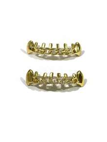 1 件男士微镶嵌方晶锆石 14K 镀空心扭链烤肉，适合万圣节、圣诞节、生日派对佩戴，金色和银色