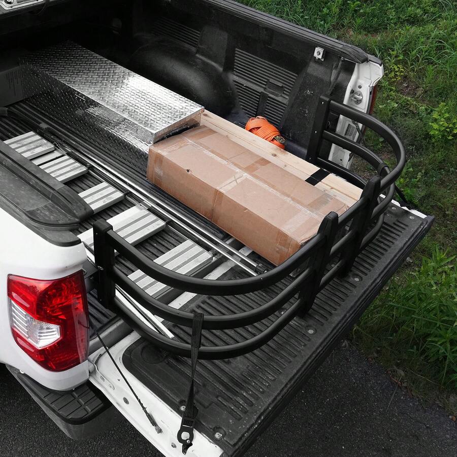 Truck Bed Extender, Aluminum Retractable Tailgate Extender, 55.5"-68", Fits For Super Duty, F150, Dodge Ram 1500/2500/3500, Toyo Ta Tundra, Nissan Titan, Chevrolet Silvera Do, GMC Sierra - Black - View 1