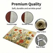 1/4/6 miếng lót đĩa in hoa dại nhiều màu, dùng cho tiệc tùng, nhà bếp, trang trí phòng ăn. Miếng lót đĩa in 100% vải lanh/Đế lót ly cà phê, có thể giặt bằng tay - Lý tưởng cho bàn ăn, nhà hàng, trang trí sinh nhật & tiệc tùng, trang trí nhà cửa - ZYMCD-626 - Xem 6