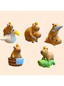 Figura decorativa de resina de capibara, decoración creativa para mujer para el centro de control del automóvil, muebles de escritorio, regalo con figura de animal al azar