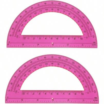 TLL  Plastic Protractor 6 Inch Clear Protractors Math Protractors 180 Degrees For School And Office Supplies 2 Pack Red TLL2574