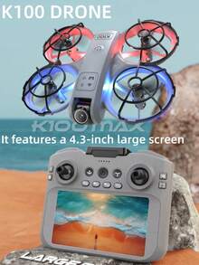 CASRRA The Latest Upgraded Advanced Drone With A Camera, The "K100" Mini Drone, Is Equipped With A 4.3-Inch Screen Remote Control And A High-Definition Camera. 360° Anti-Collision, Intelligent Suspension, Powerful Power Supply, And Multi-Speed Switching. The Lifespan Of A Single Battery Is Approximately 8 Minutes. This Affordable Drone Makes It An Ideal Flying Toy For Teenagers And Beginners, As Well As A Holiday Gift