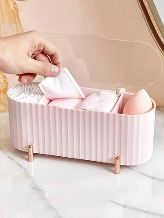 3-Grid Makeup Storage Box - Suitable For Cosmetics, Jewelry, Makeup Sponges, Bathroom, Bedroom Desk Storage, Ideal Gift For Girlfriend