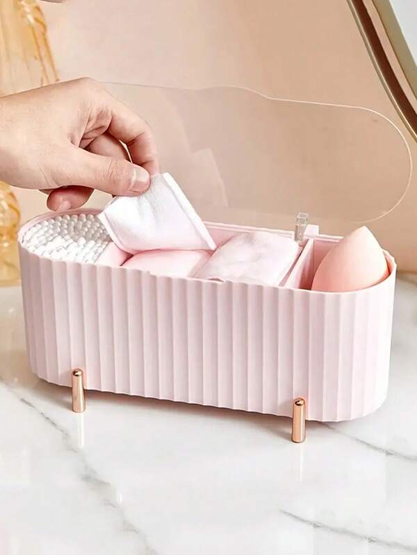3-Grid Makeup Storage Box - Suitable For Cosmetics, Jewelry, Makeup Sponges, Bathroom, Bedroom Desk Storage, Ideal Gift For Girlfriend