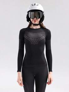 LUMA 女士无缝滑雪上衣，背部采用巧妙透气设计。无与伦比的透气性和舒适度，是单板滑雪的理想之选。您的冬季运动最佳伴侣。 - 黑色 - 查看 5